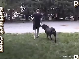 Bearded man gets ass fucked by a dog