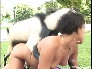 Masturbating babe finally fucks a sexy animal