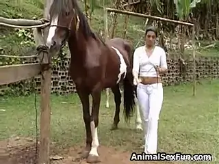 Latina with a ponytail wants pony cock inside