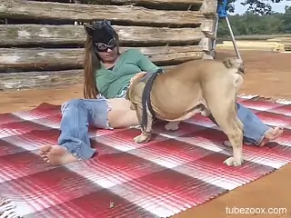 Nude doggy sex scenes for a woman in her amateur zoophilia play