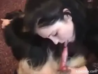 Scene stealer of a dog fucks her greedy mouth