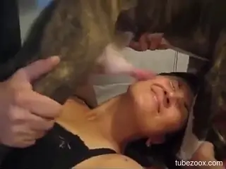 Aroused amateur sprayed with dog sperm on face after a loud fuck