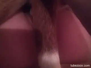 Dog fucks tight woman from behind while she moans and shares best view