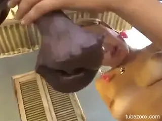 Creamy zoo sensations with a giant horse cock in her hands