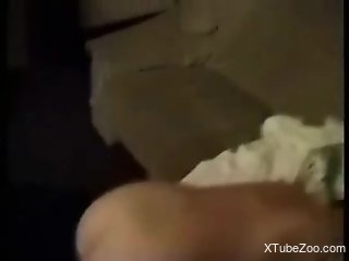 Nude blonde throats the dog's dick in excellent perversions