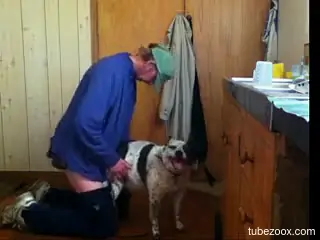 Skinny zoophile loves having zoo sex at home