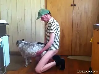 Skinny zoophile cums from homemade zoo porn