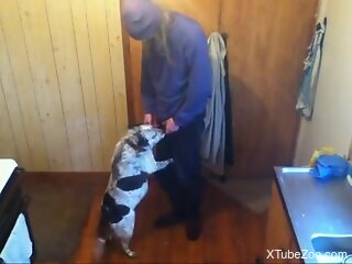 Horny old man wants to get intimate with his dog
